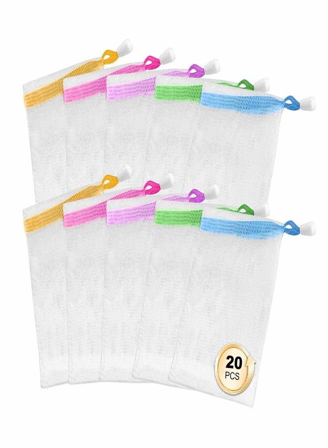Lagincig 20PCS Soap Bag - Bar Soap Pouch Mesh Net with Drawstring Closure Foaming Body Drying Sock Holder for Shower - Image 1